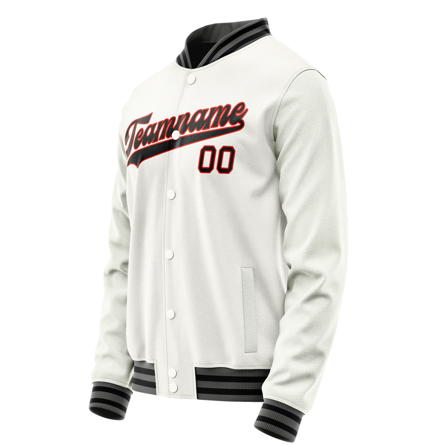 Custom White Black Solid Color Varsity Letterman Jacket