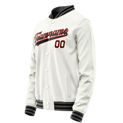 Custom White Black Solid Color Varsity Letterman Jacket