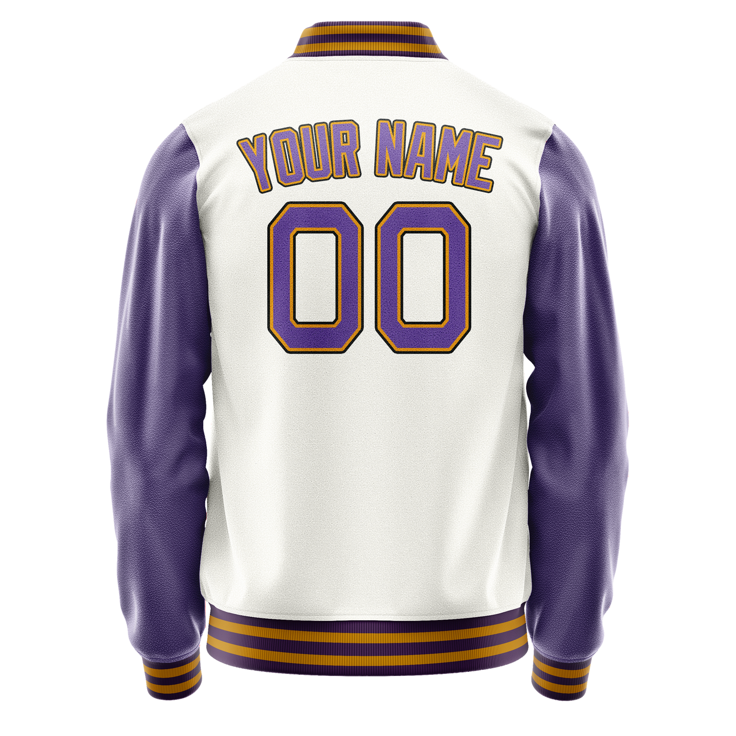 Custom White Purple Solid Color Varsity Letterman Jacket