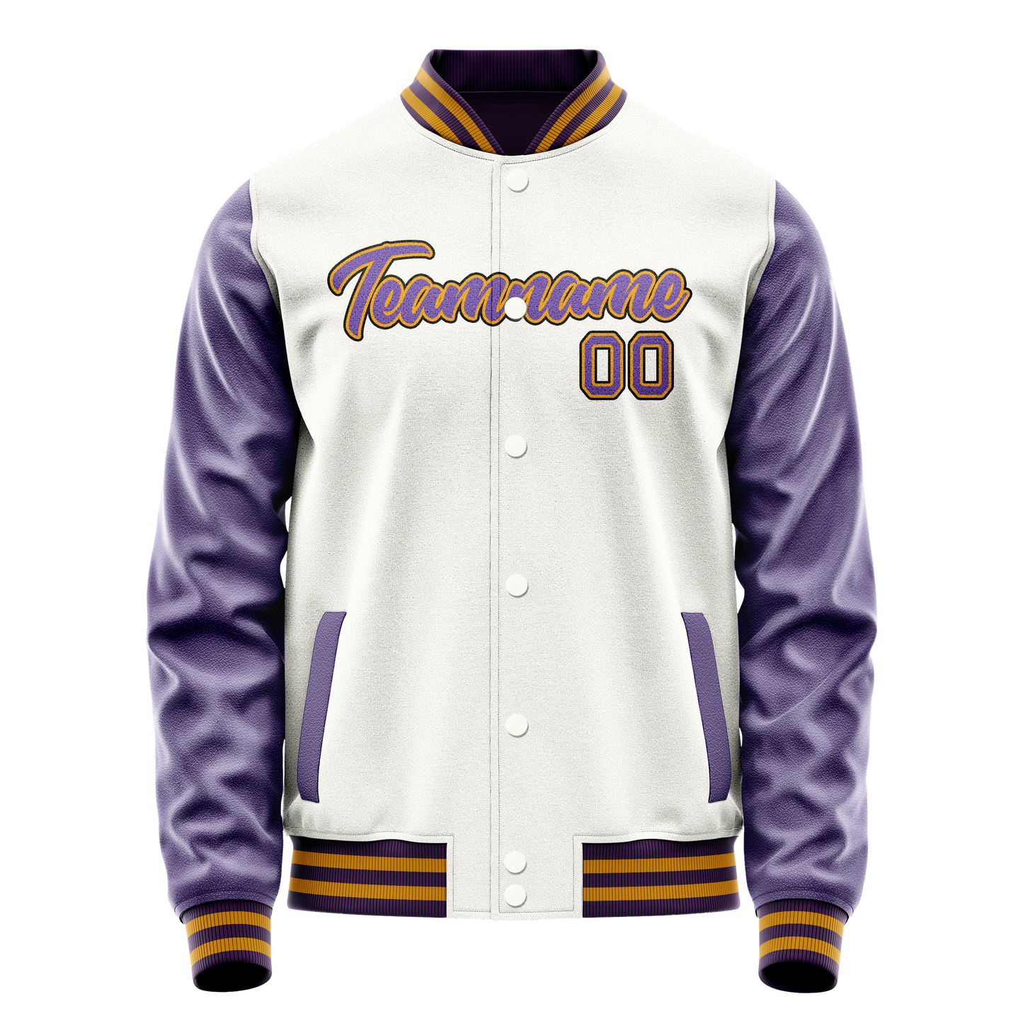 Custom White Purple Solid Color Varsity Letterman Jacket