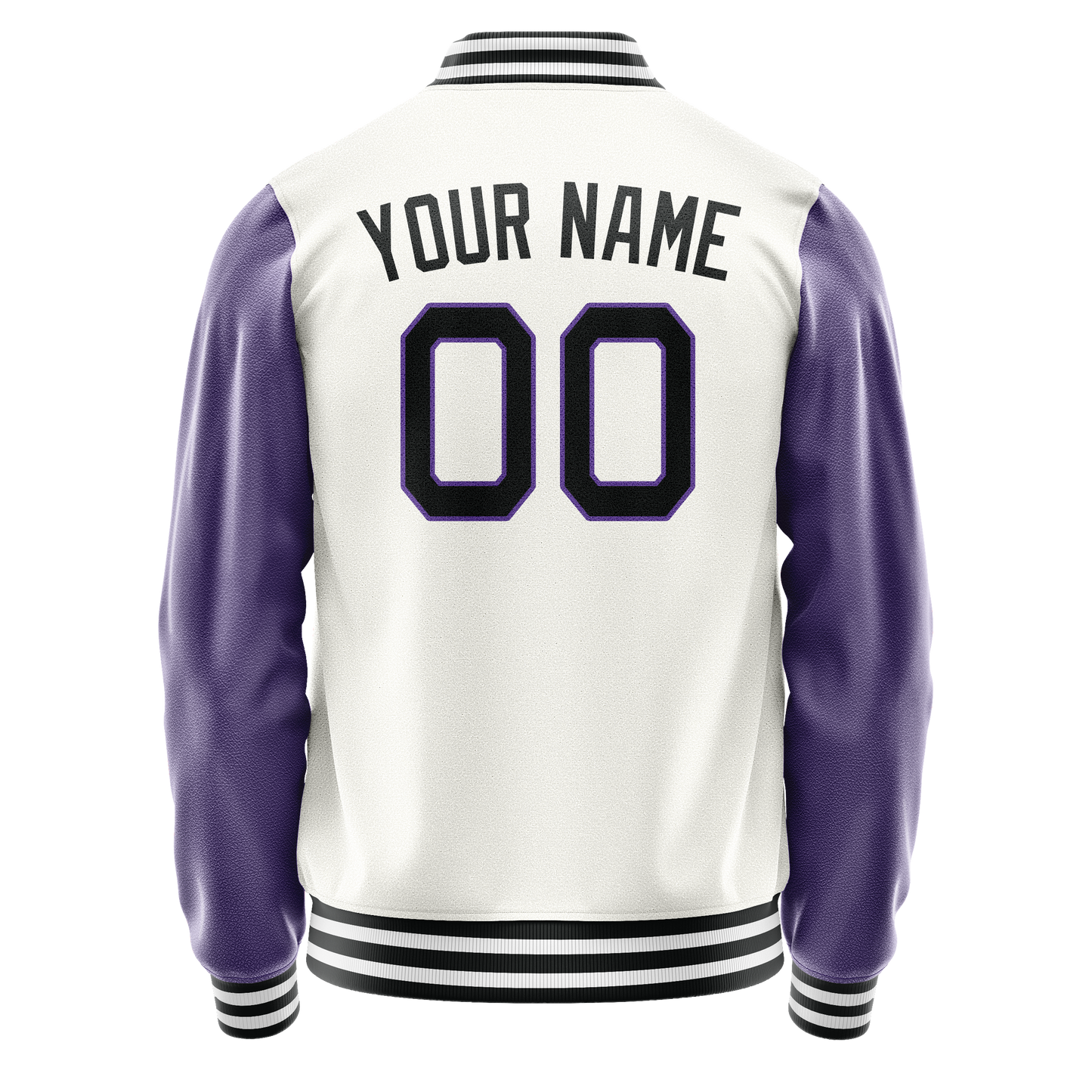 Custom White Purple Solid Color Varsity Letterman Jacket