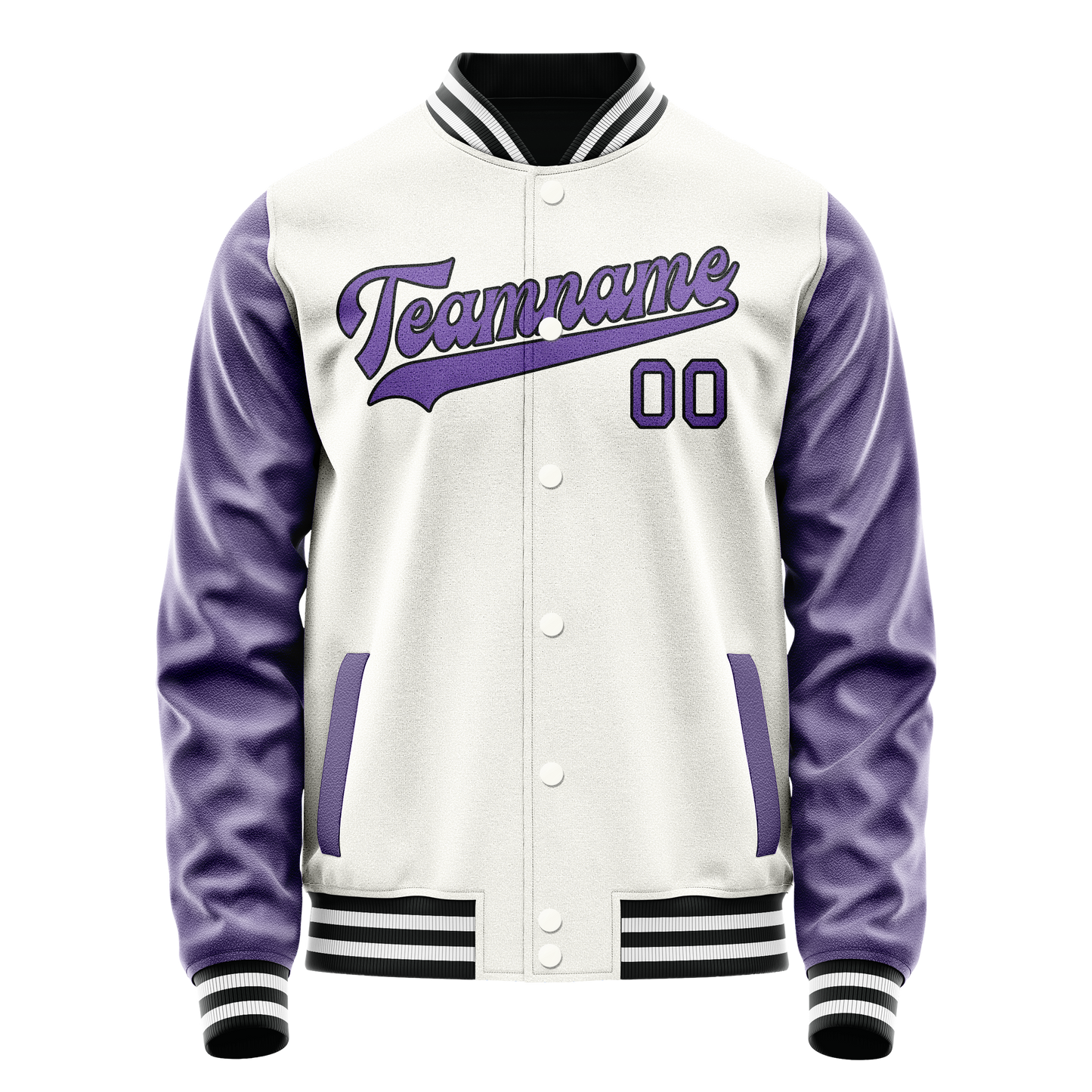 Custom White Purple Solid Color Varsity Letterman Jacket