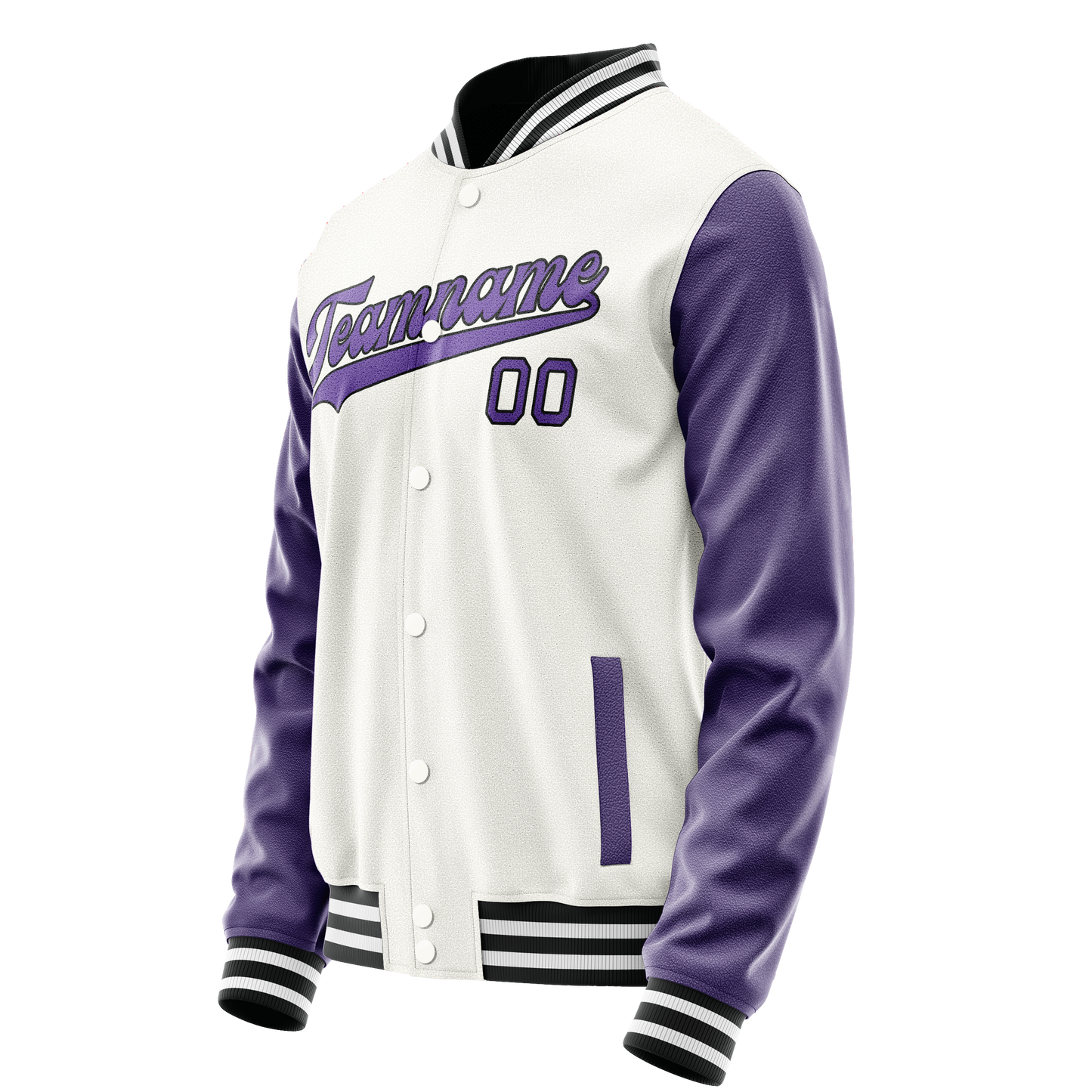 Custom White Purple Solid Color Varsity Letterman Jacket