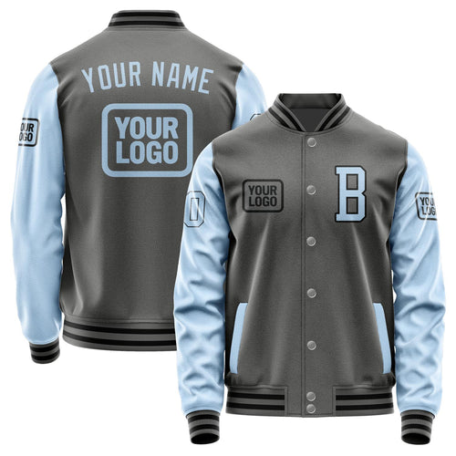 Custom Dark Grey Light Blue Jacket JA202008201717080817