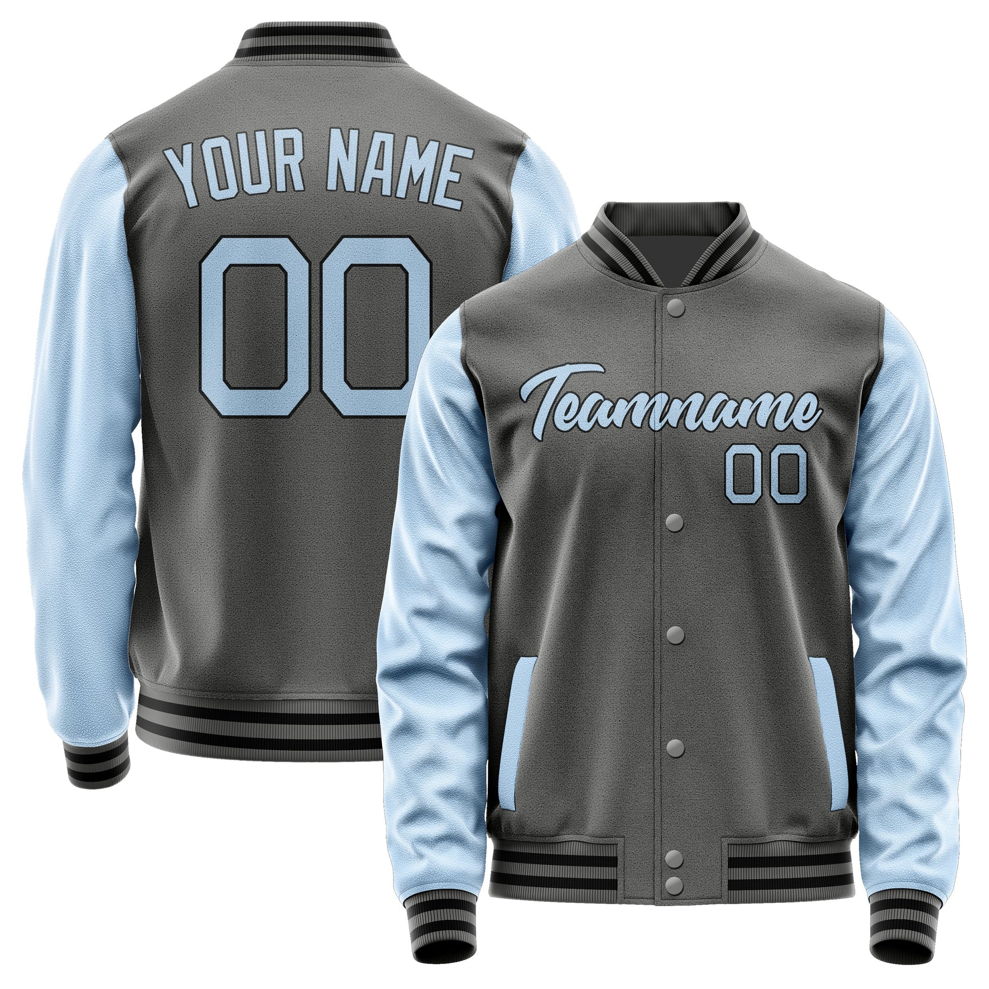 Custom Dark Grey Light Blue Jacket JA2020082017B21708