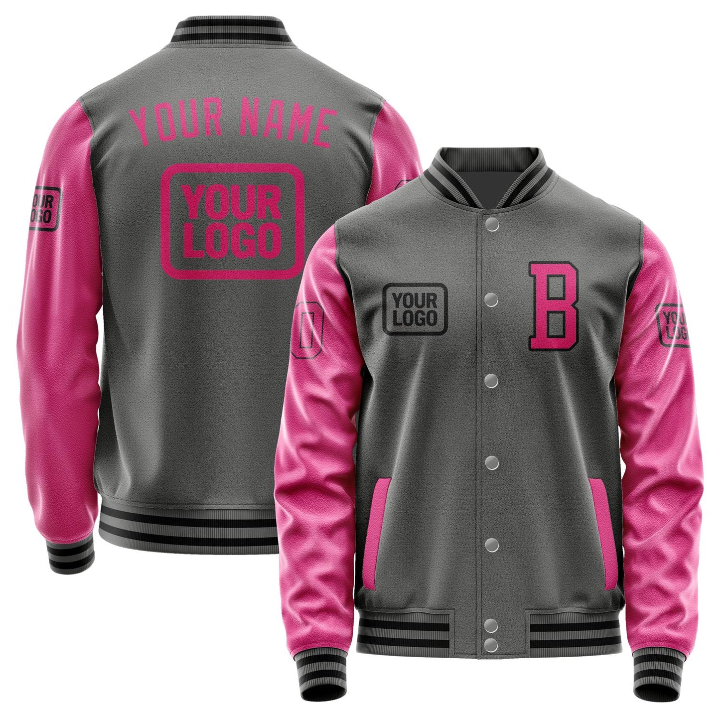 Custom Dark Grey Pink Jacket JA202013201717131317