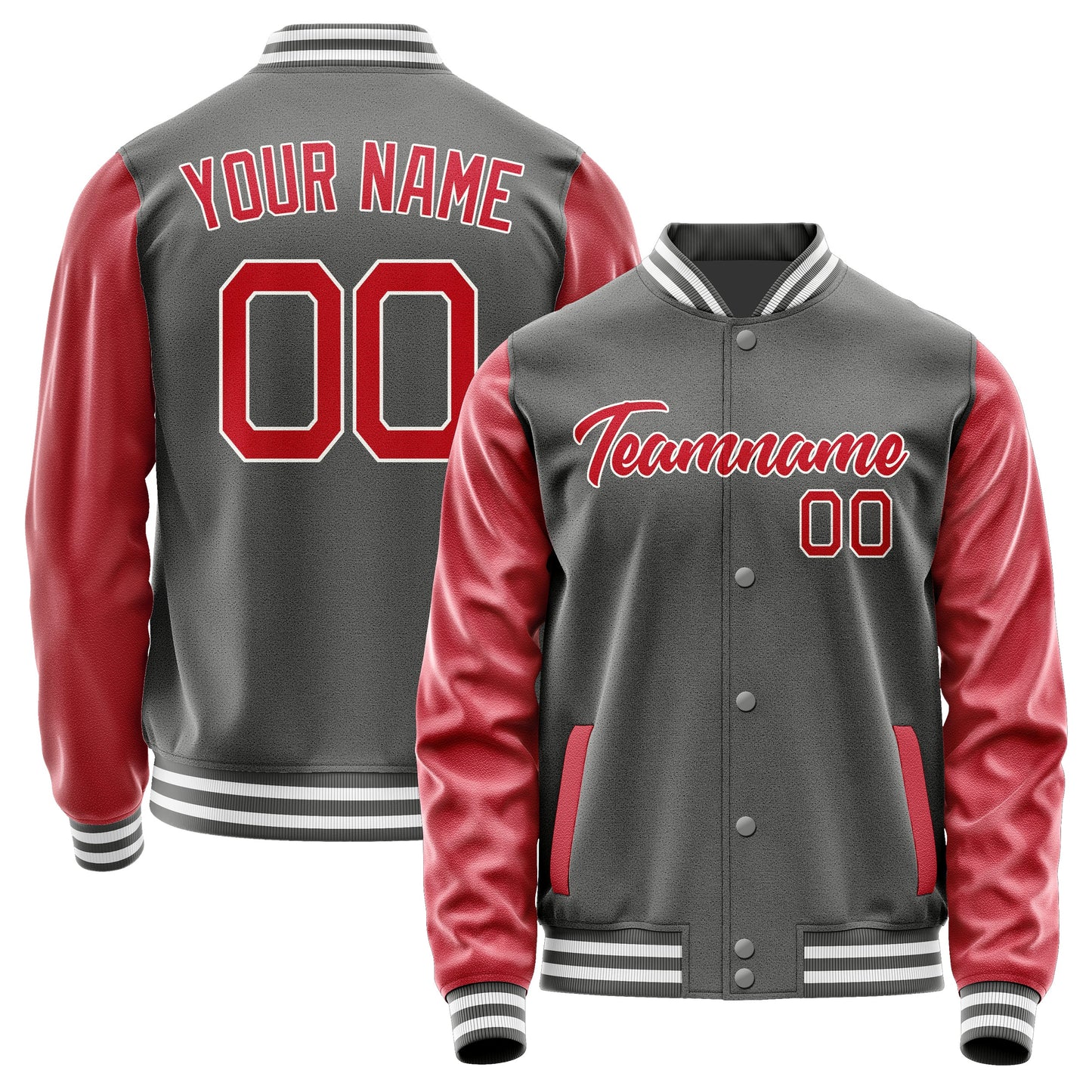 Custom Dark Grey Red Jacket JA2020142018B21814