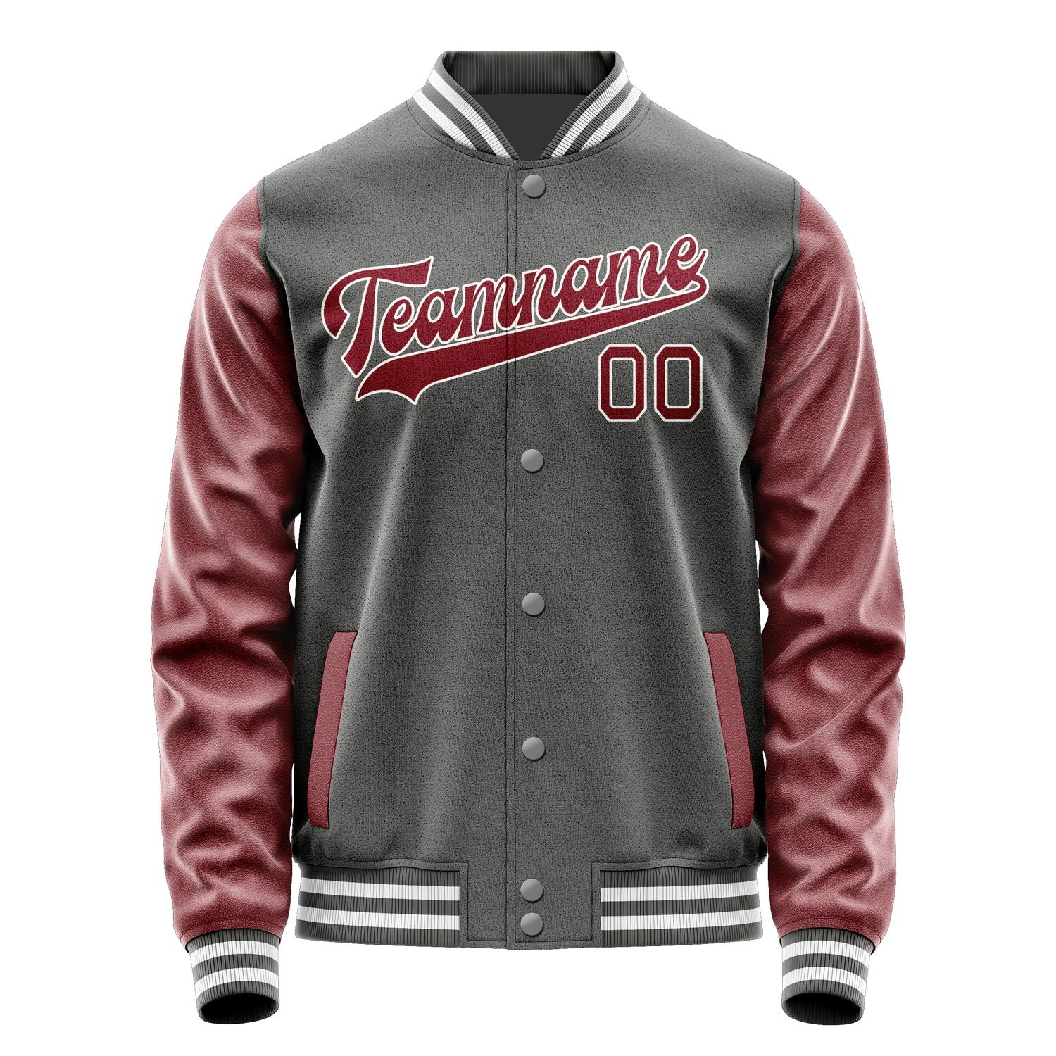 Custom Dark Grey Crimson Red Jacket JA2020152018B31815