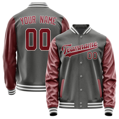 Custom Dark Grey Crimson Red Jacket JA2020152018B31815
