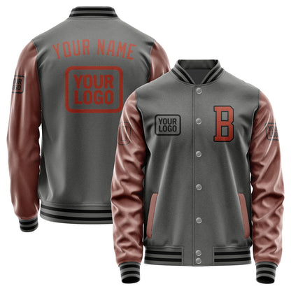 Custom Dark Grey Coral Red Jacket JA202016201717161617