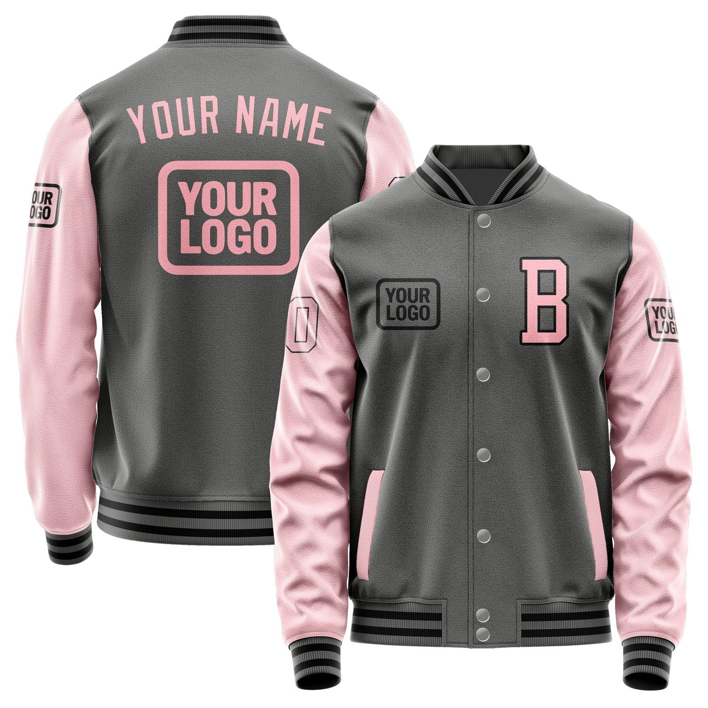 Custom Dark Grey Light Pink Jacket JA202021201717212117