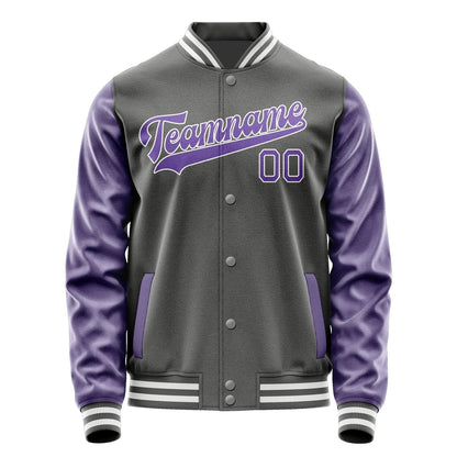 Custom Dark Grey Light Purple Jacket JA2020232018B31823