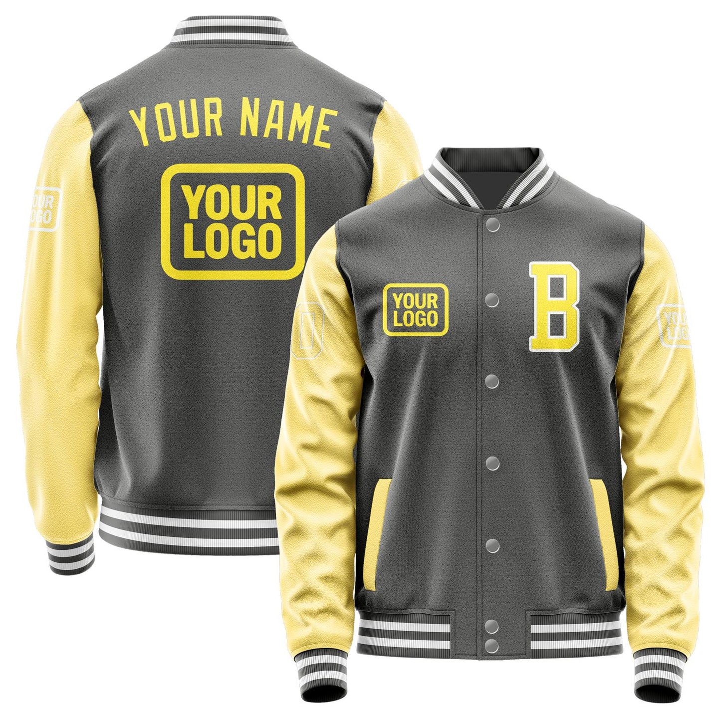 Custom Dark Grey Light Yellow Jacket JA202026201818262618