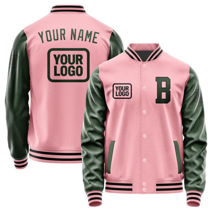 Custom Light Pink Dark Green Jacket JA212106211717060617