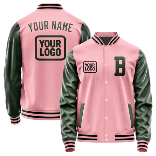 Custom Light Pink Dark Green Jacket JA212106211717060617