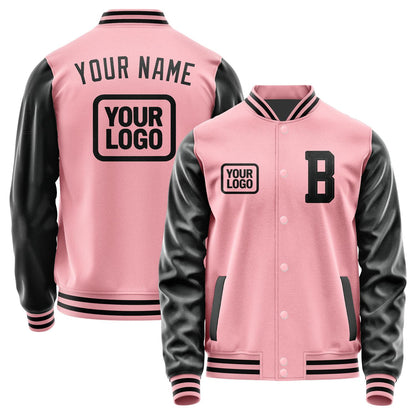 Custom Light Pink Black Jacket JA212117211717171717