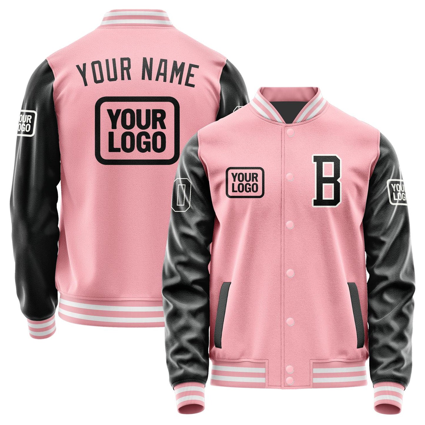 Custom Light Pink Black Jacket JA212117211818171718