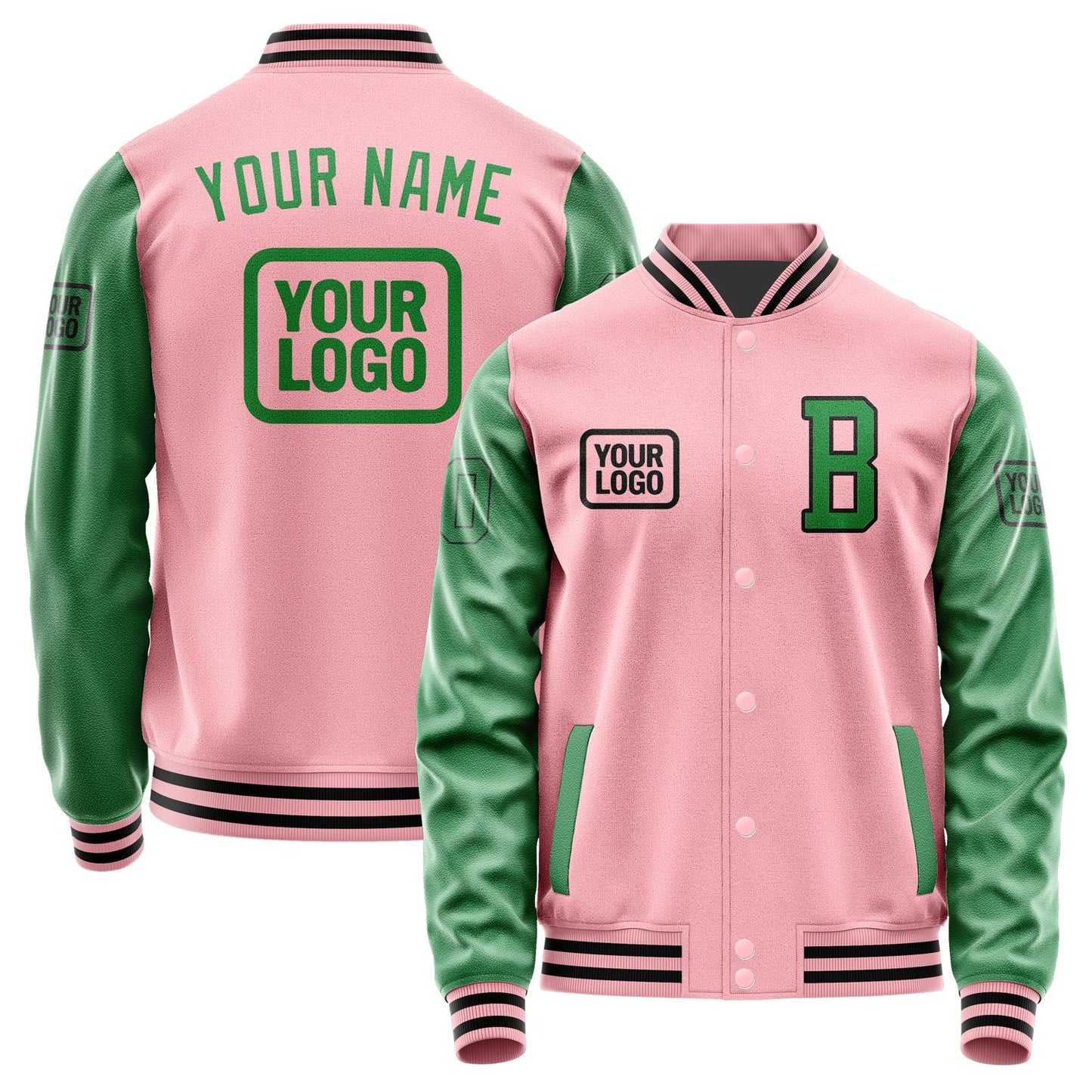 Custom Light Pink Emerald Green Jacket JA212124211717242417