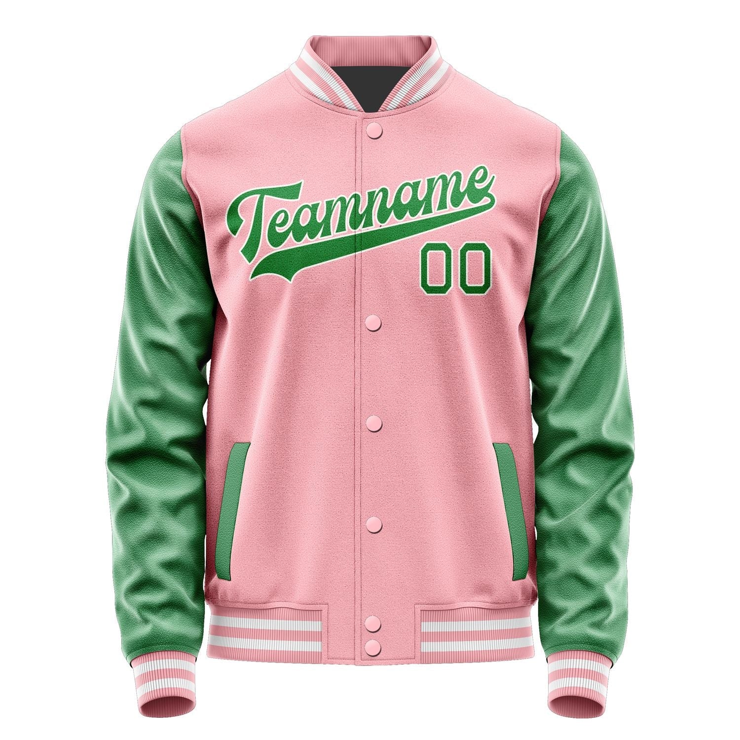 Custom Light Pink Emerald Green Jacket JA2121242118B31824