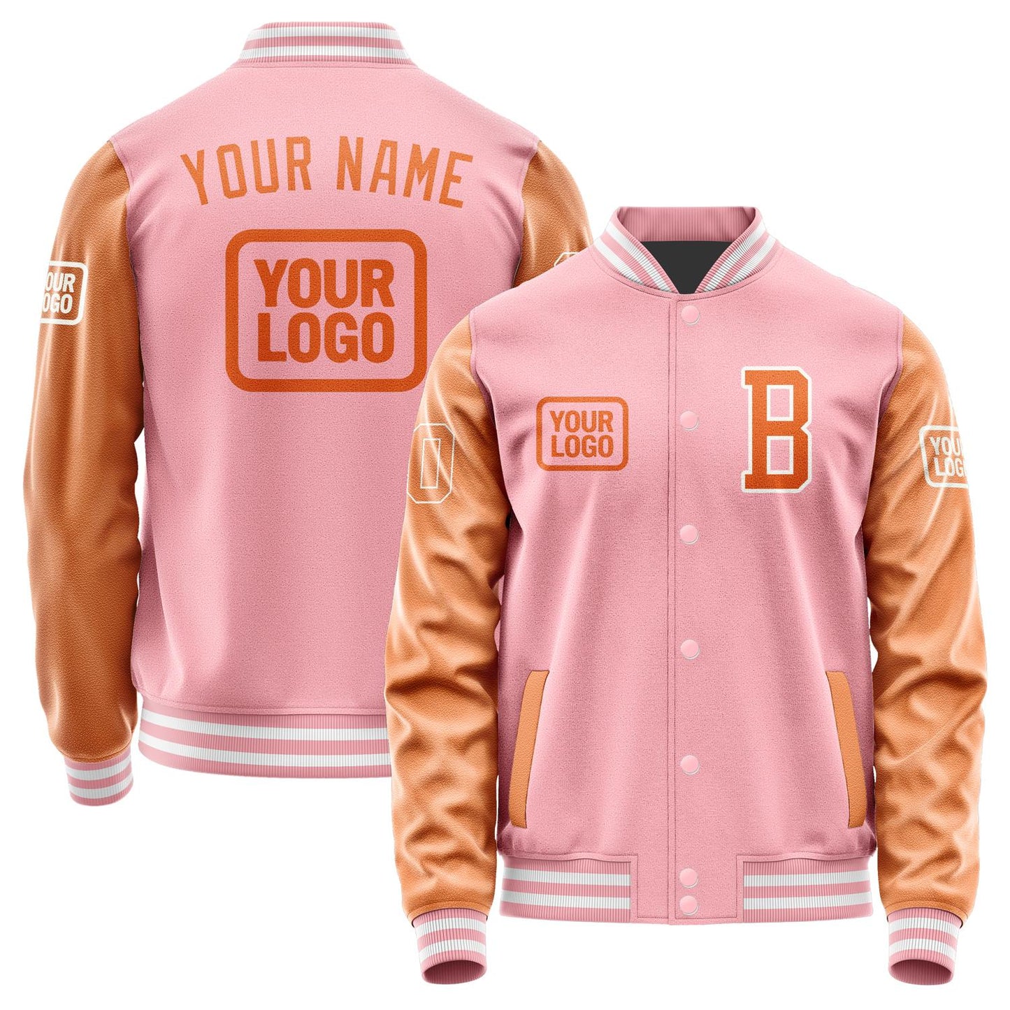 Custom Light Pink Orange Jacket JA212128211818282818