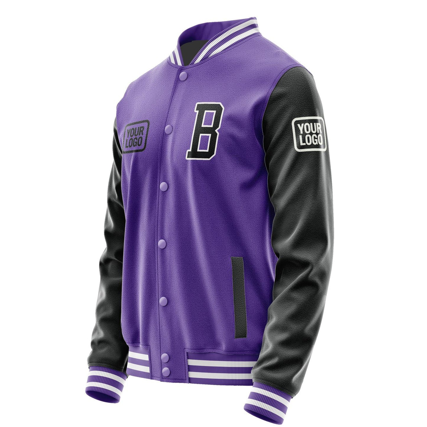 Custom Light Purple Black Jacket JA232317231818171718