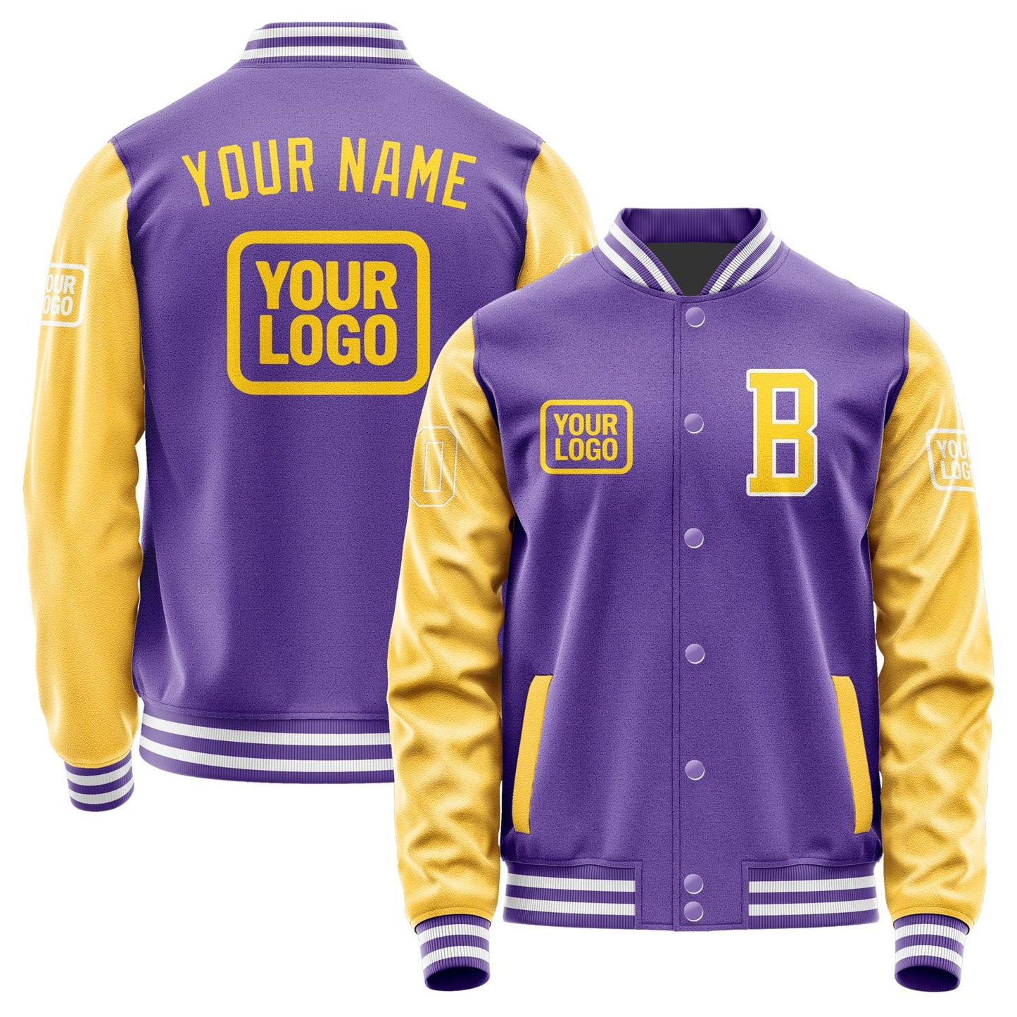 Custom Light Purple Gold Jacket JA232330231818303018
