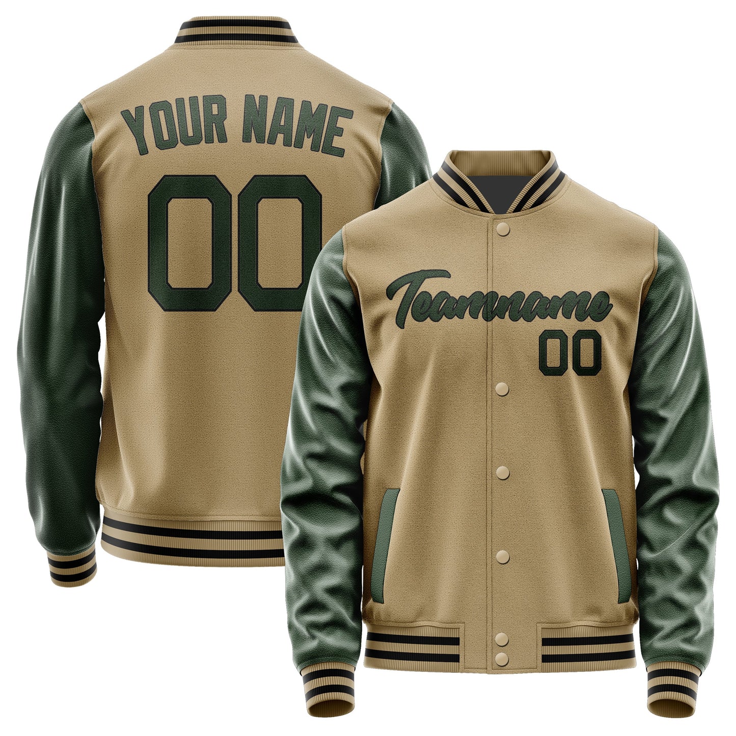 Custom Light Khaki Dark Green Jacket JA2525062517B21706