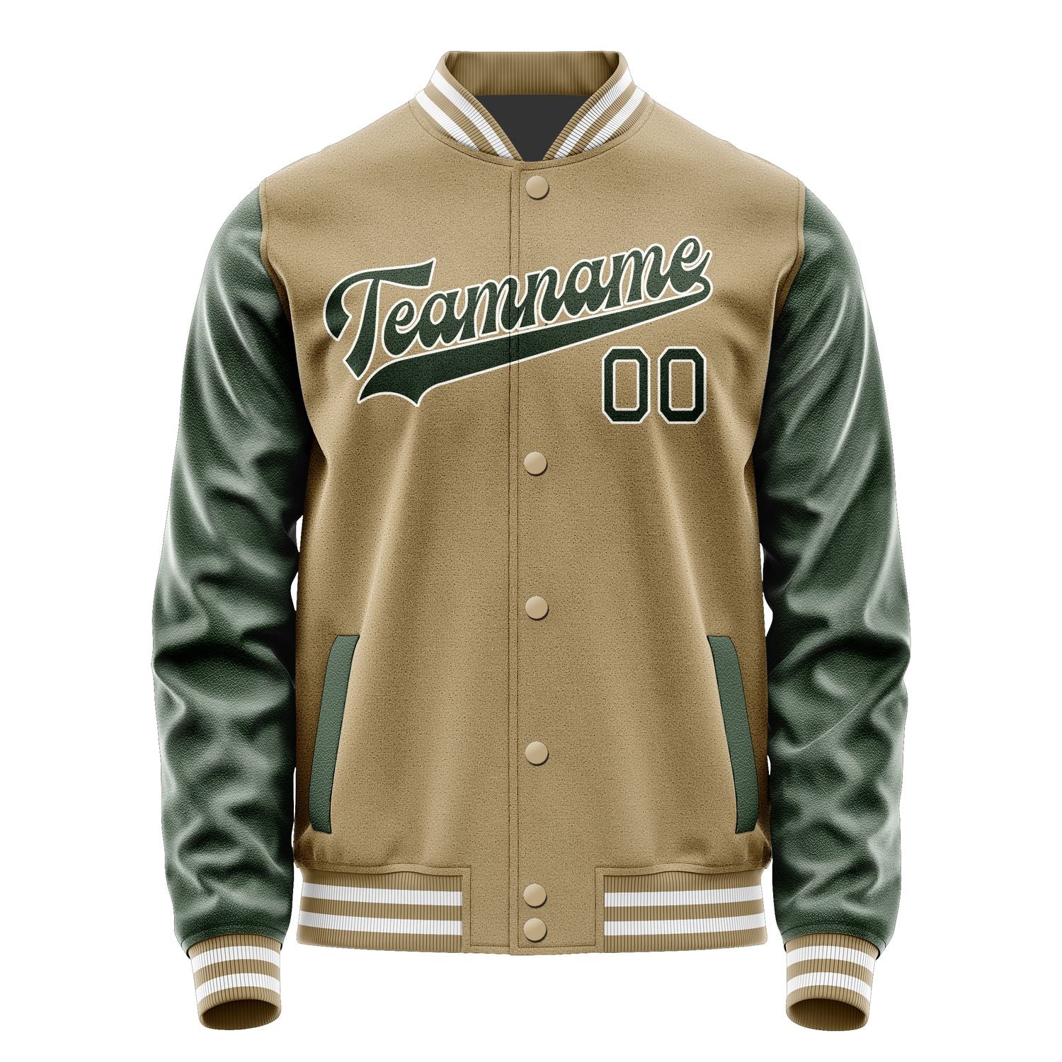 Custom Light Khaki Dark Green Jacket JA2525062518B31806