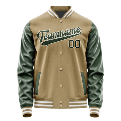 Custom Light Khaki Dark Green Jacket JA2525062518B31806