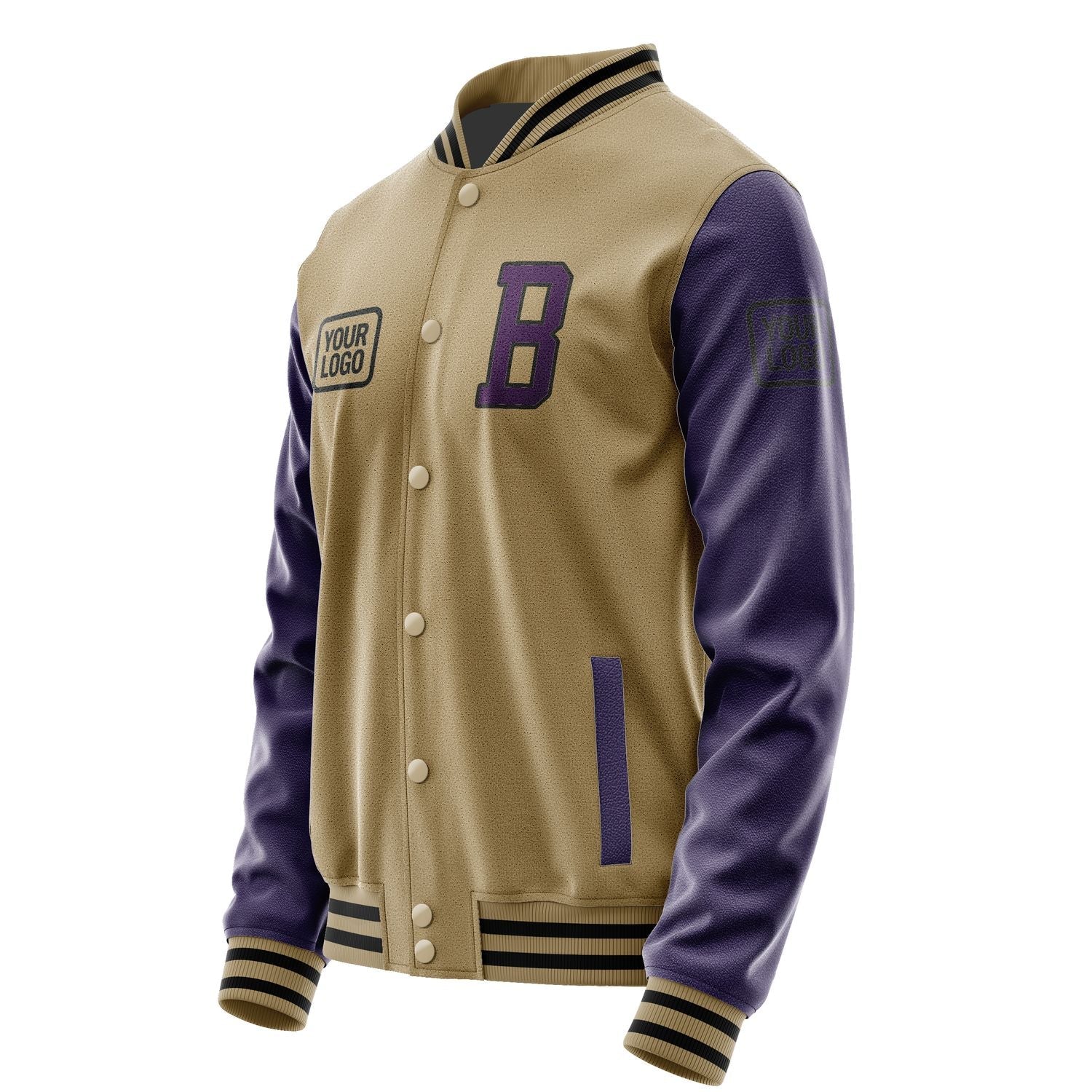 Custom Light Khaki Purple Jacket JA252507251717070717