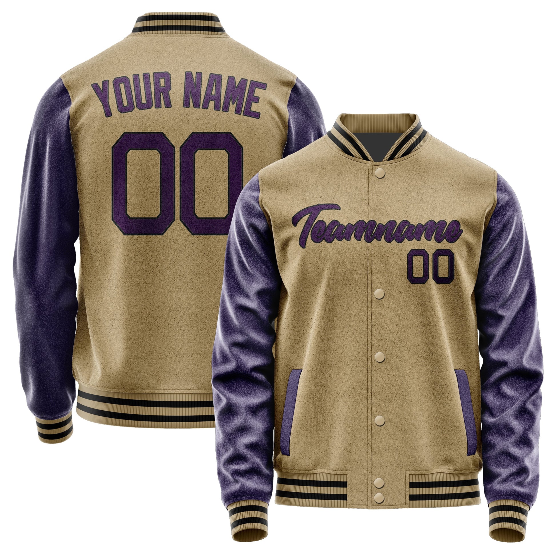 Custom Light Khaki Purple Jacket JA2525072517B21707