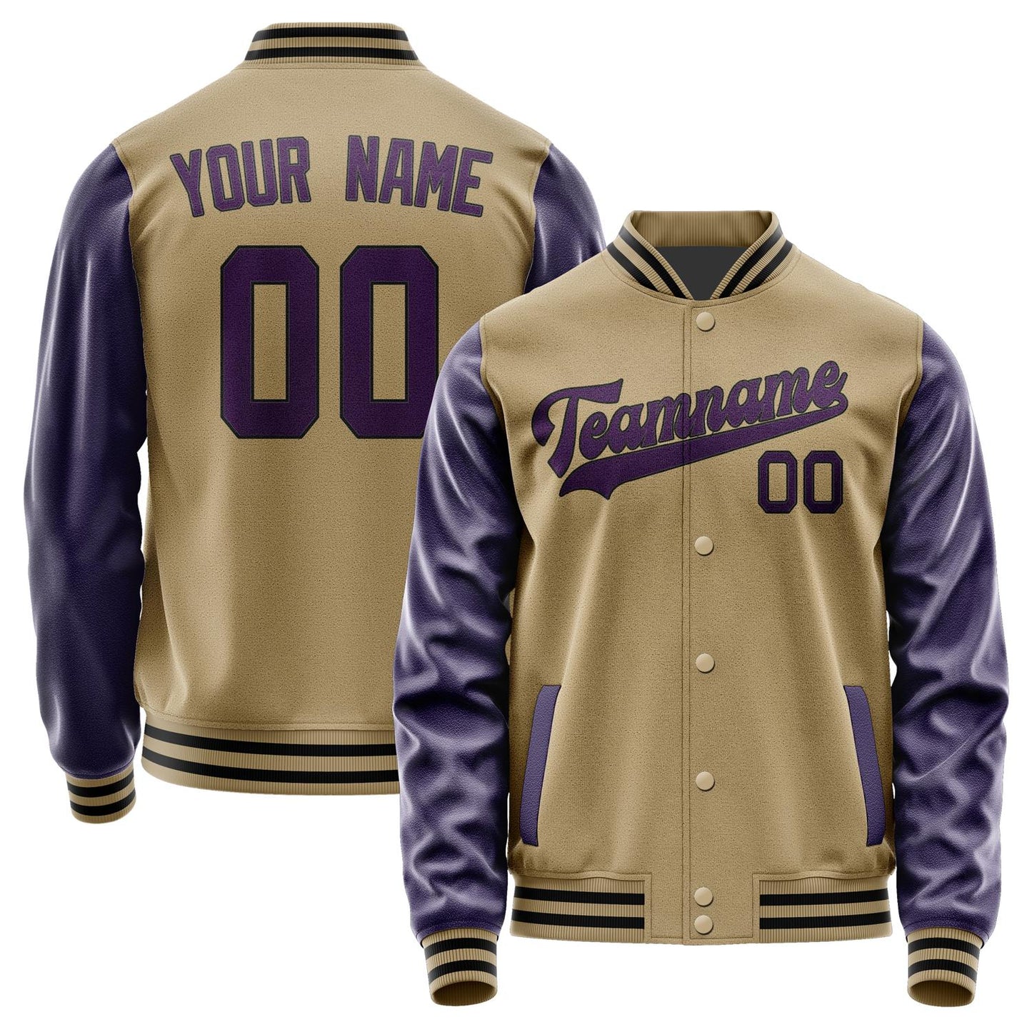Custom Light Khaki Purple Jacket JA2525072517B31707