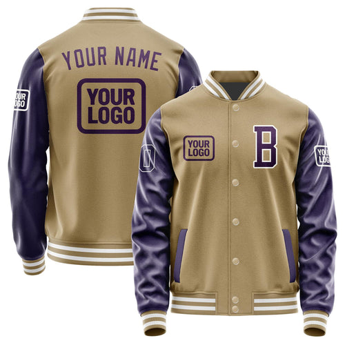 Custom Light Khaki Purple Jacket JA252507251818070718