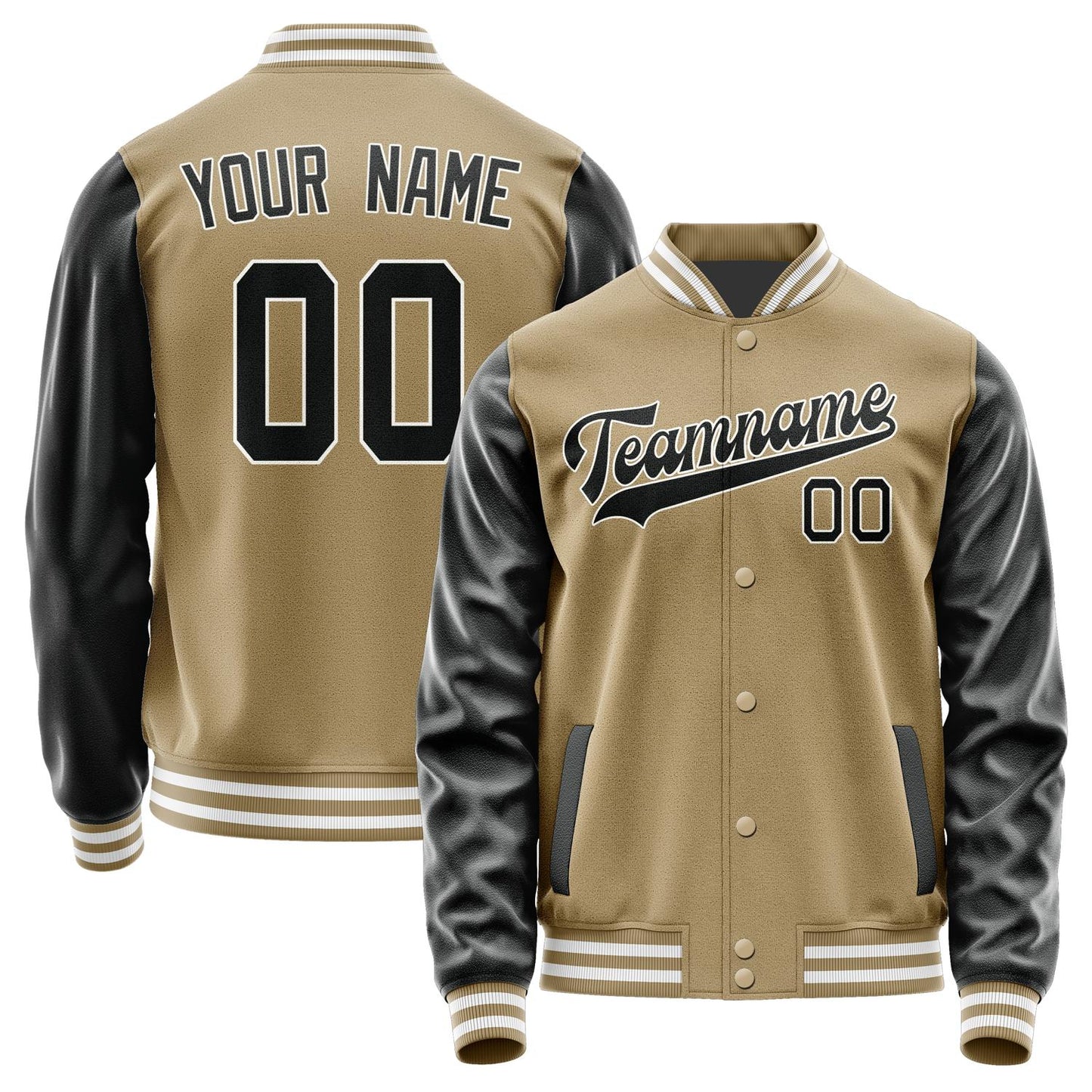 Custom Light Khaki Black Jacket JA2525172518B31817