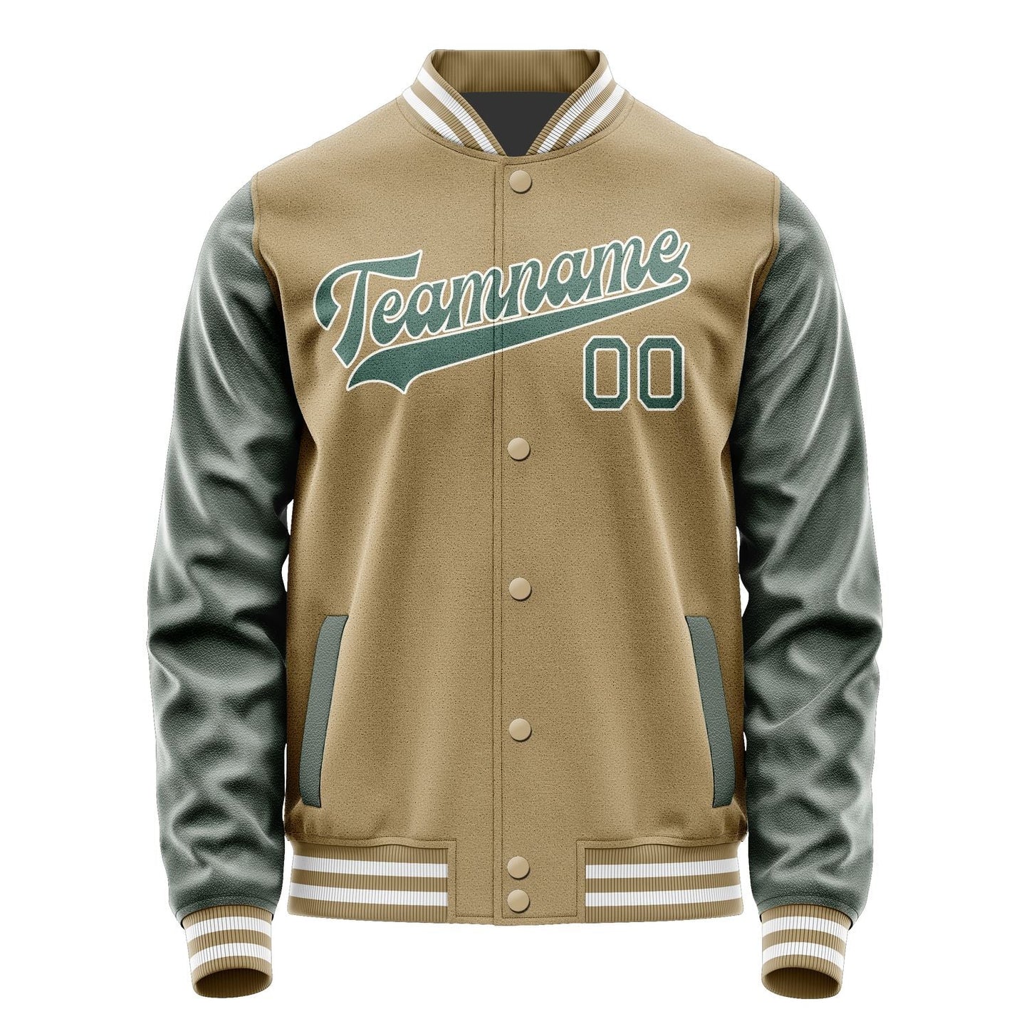 Custom Light Khaki Blue Green Jacket JA2525272518B31827