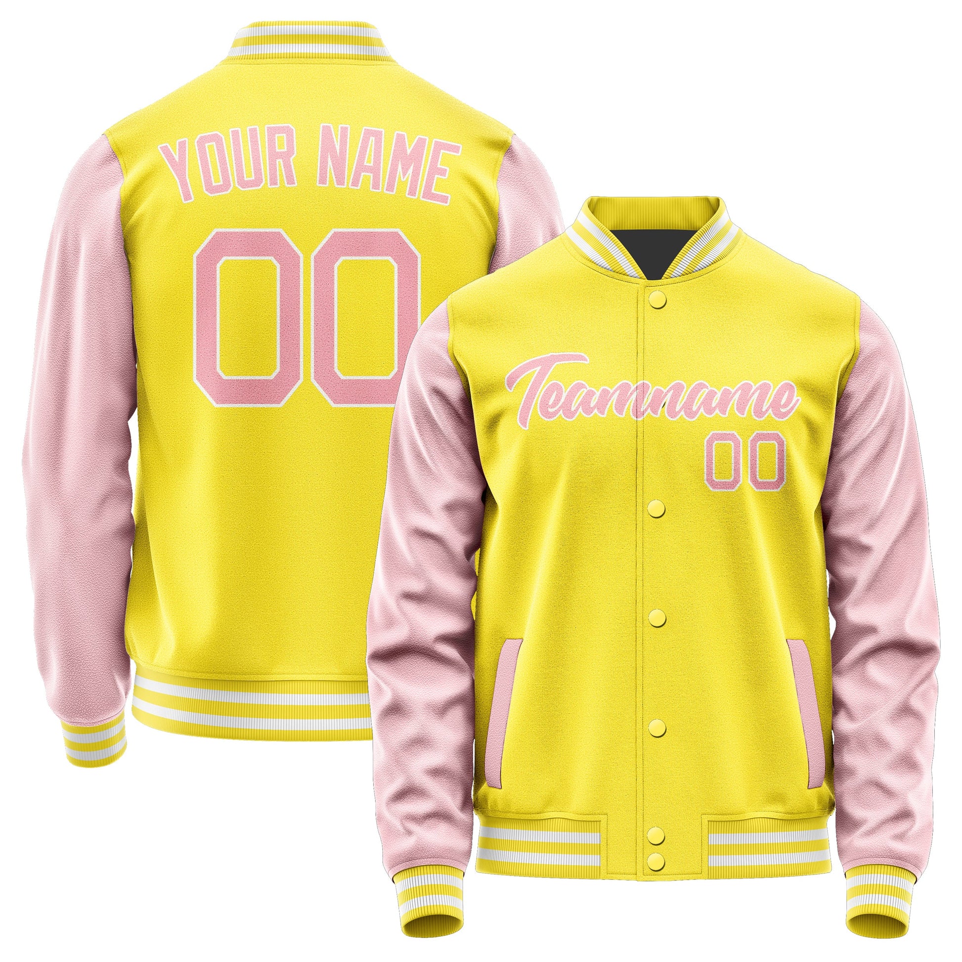 Custom Light Yellow Light Pink Jacket JA2626212618B21821
