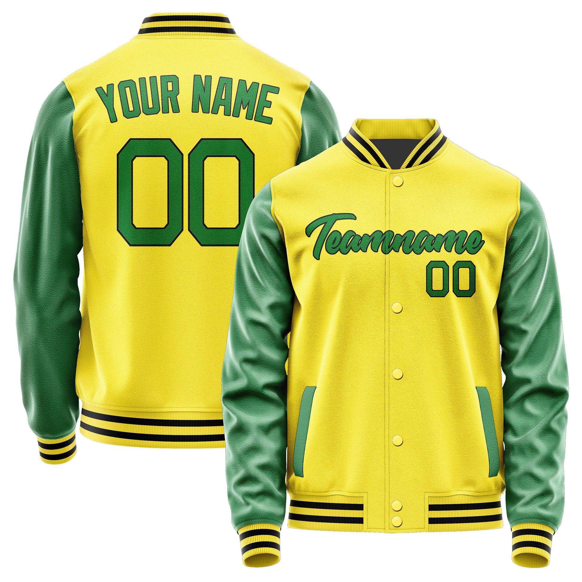 Custom Light Yellow Emerald Green Jacket JA2626242617B21724