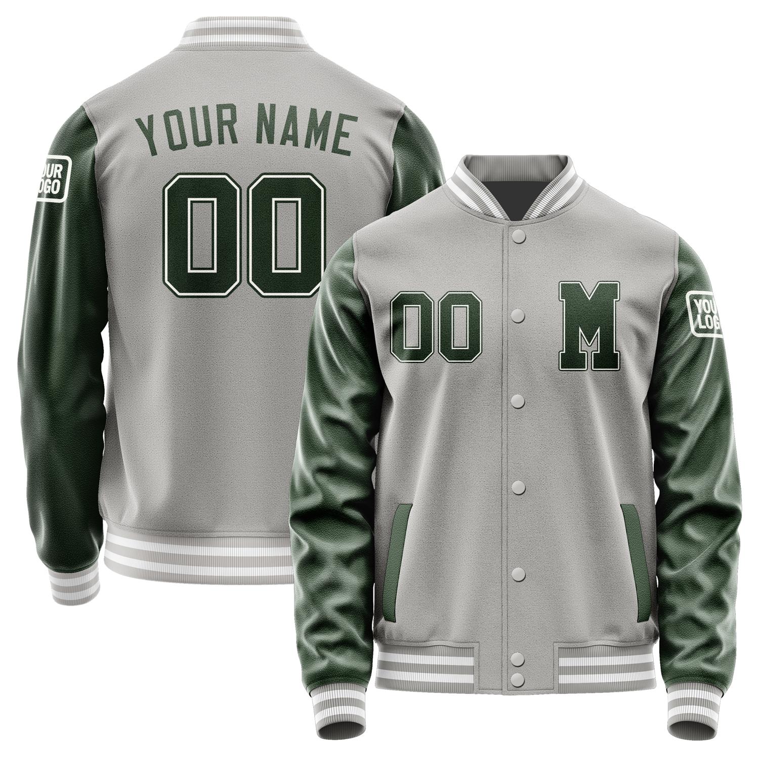 Custom Gray Dark Green Jacket Jb0404060418061818