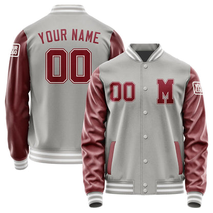 Custom Gray Crimson Red Jacket Jb0404150418151818