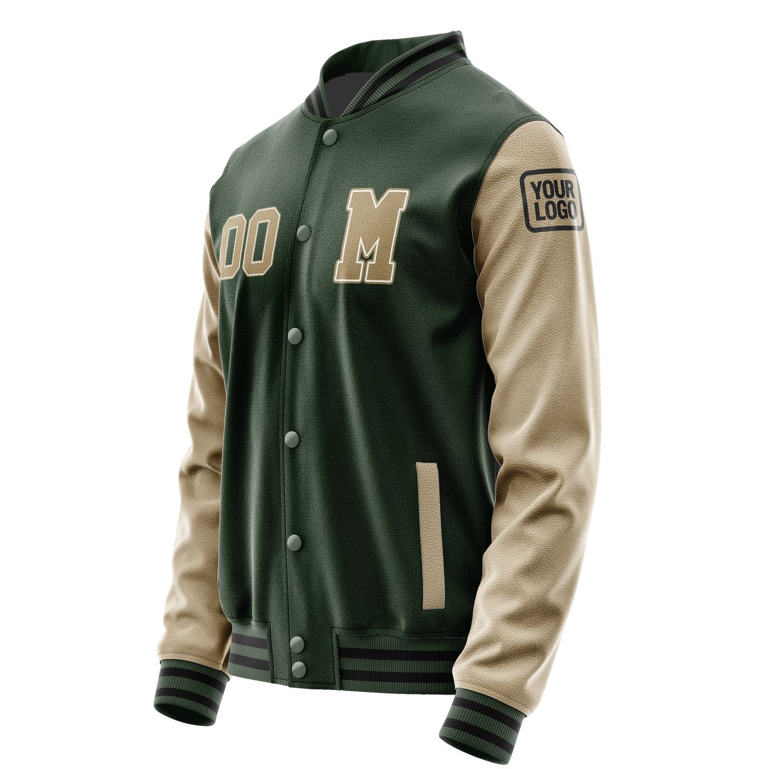 Custom Dark Green Light Khaki Jacket Jb0606250617251817