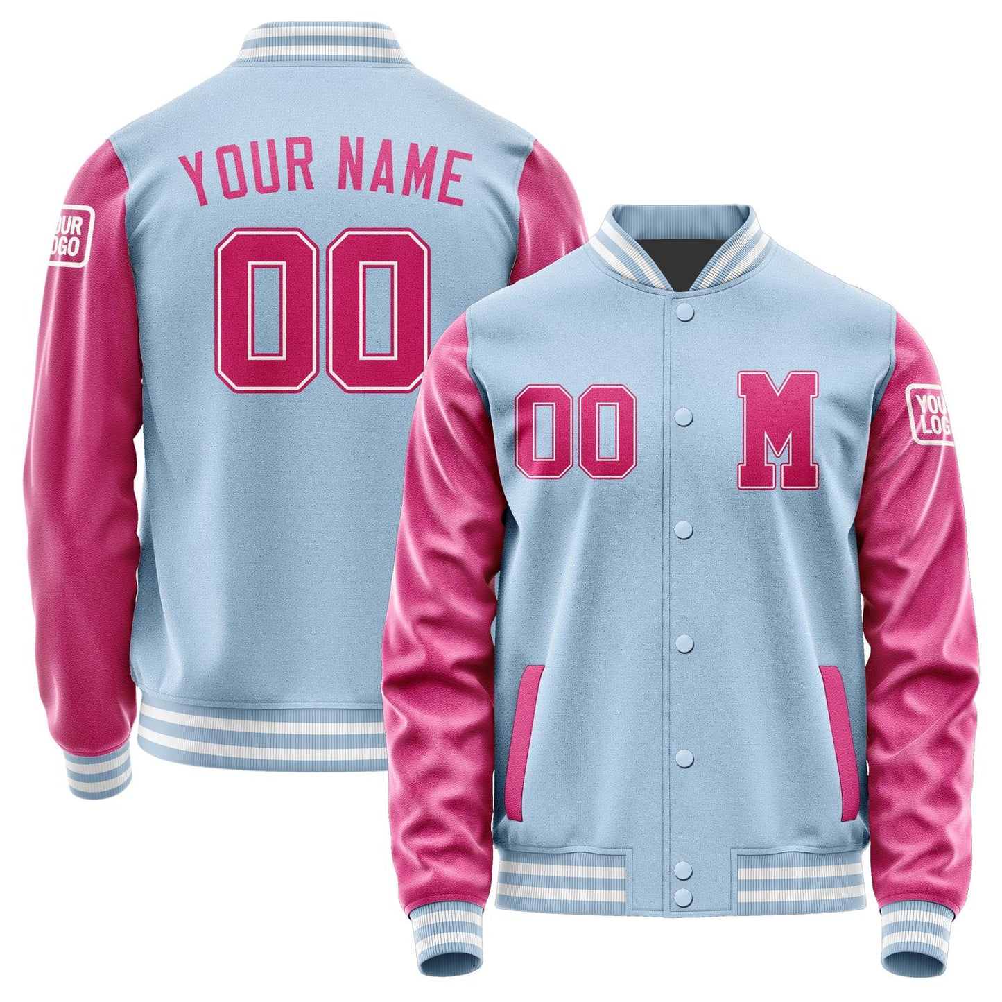 Custom Light Blue Pink Jacket Jb0808130818131818