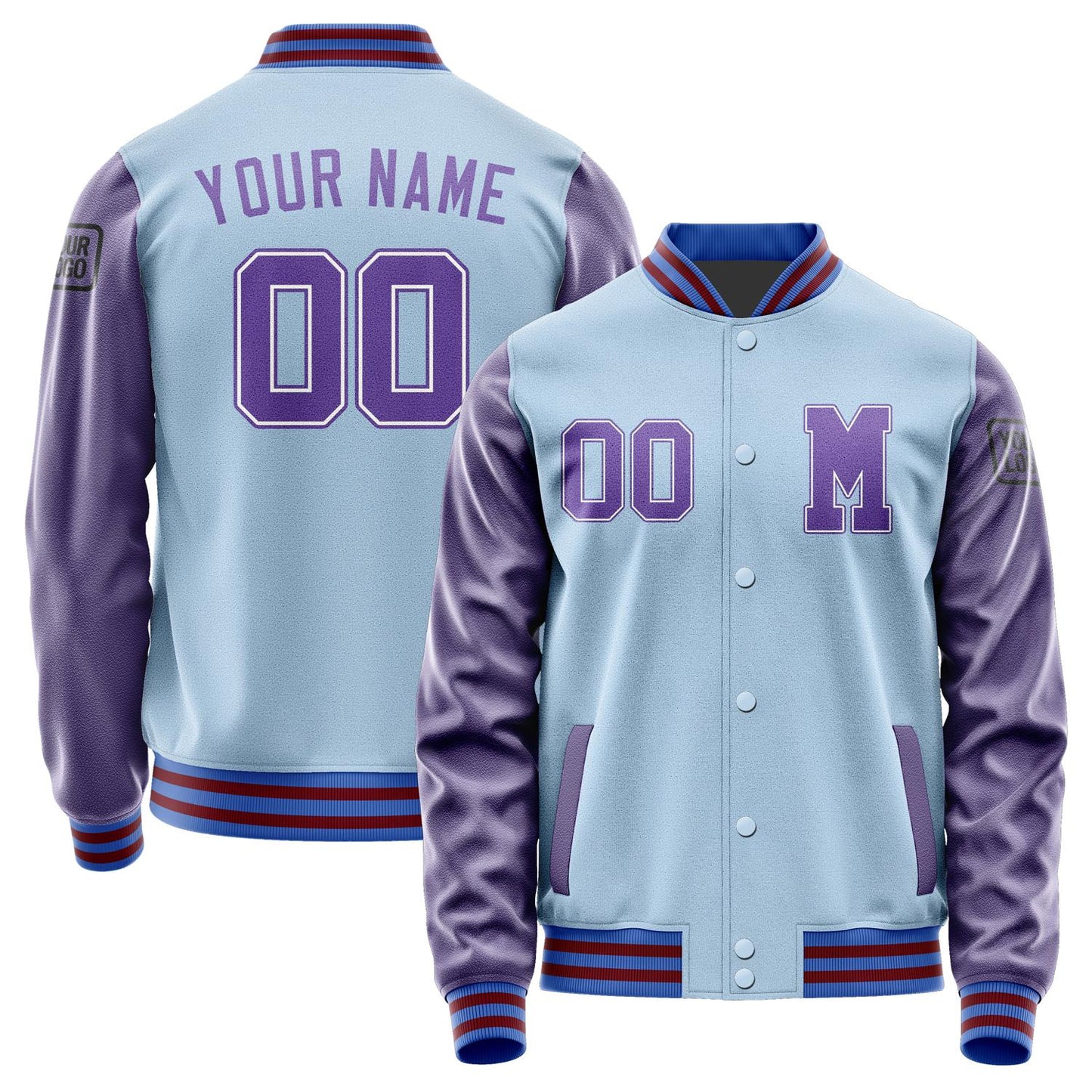 Custom Light Blue Light Purple Jacket Jb0808230915231817