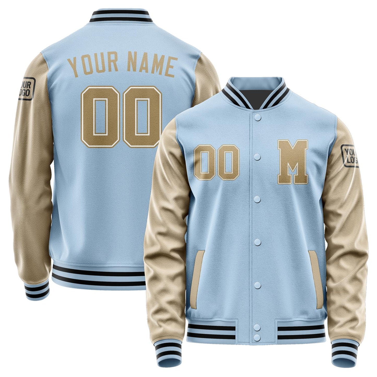 Custom Light Blue Light Khaki Jacket Jb0808250817251817