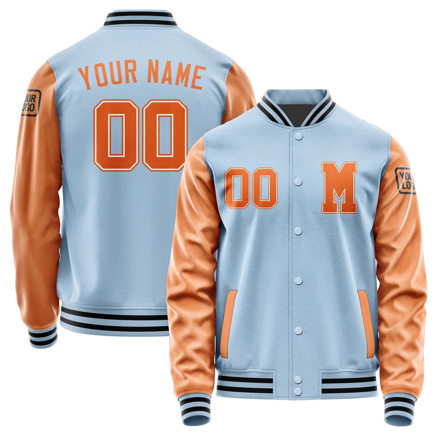 Custom Light Blue Orange Jacket Jb0808280817281817