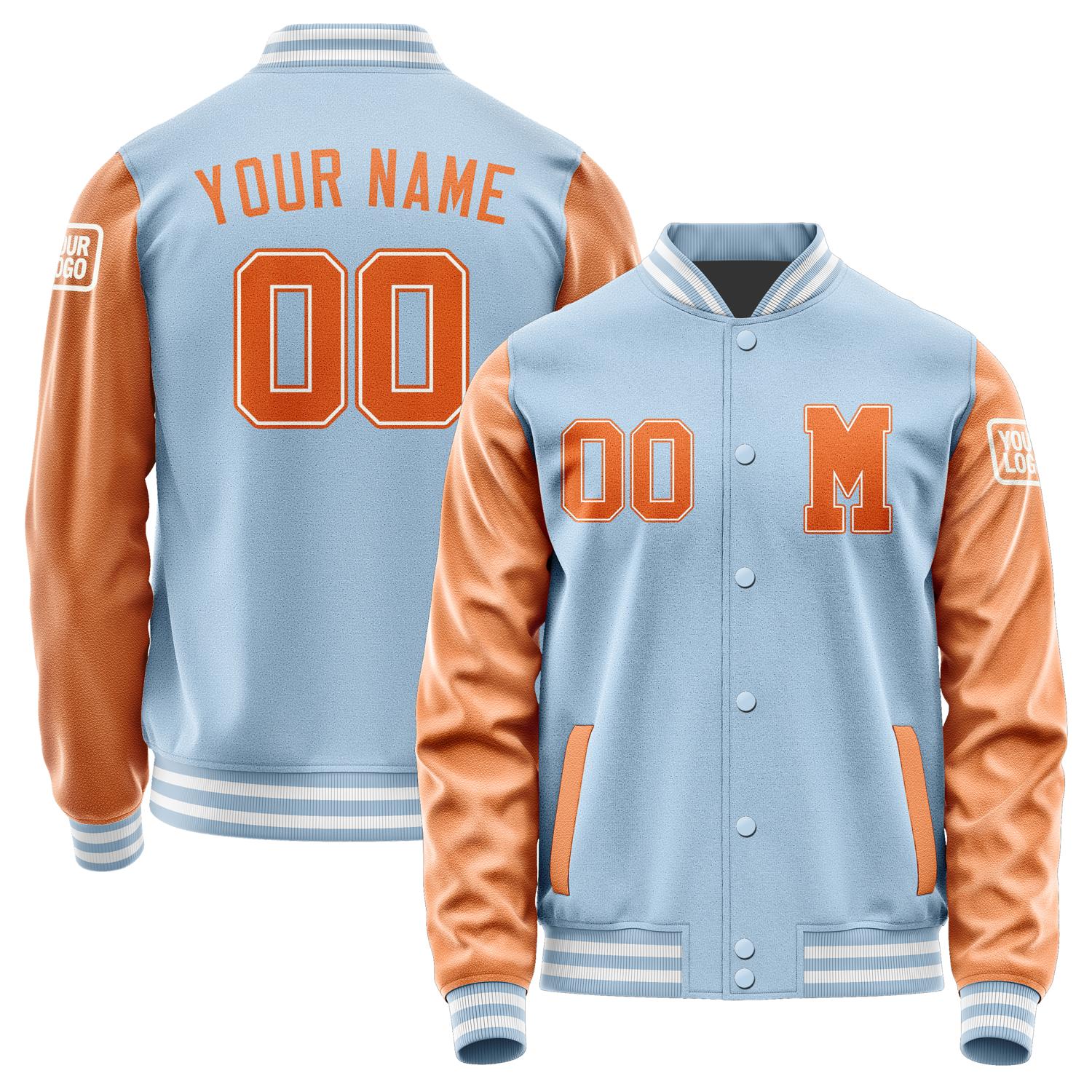 Custom Light Blue Orange Jacket Jb0808280818281818
