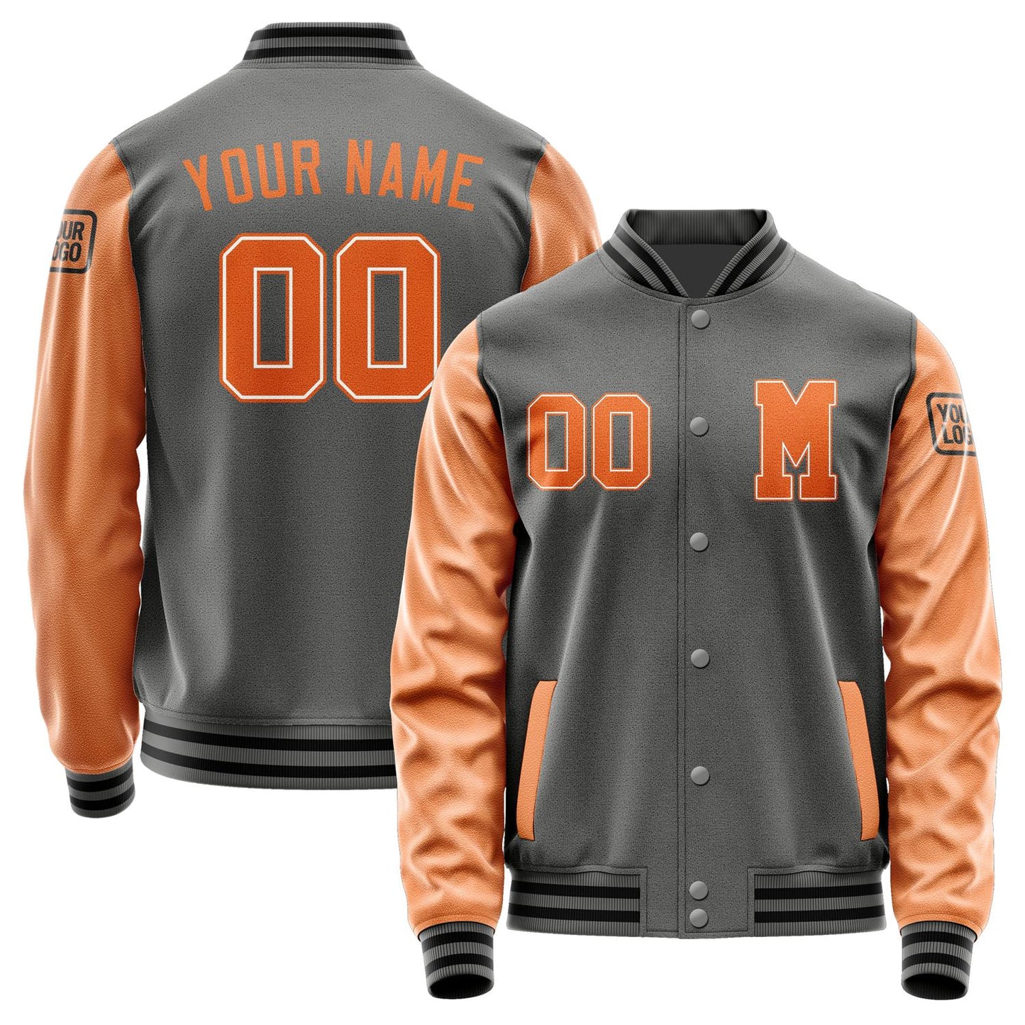 Custom Dark Grey Orange Jacket Jb2020282017281817