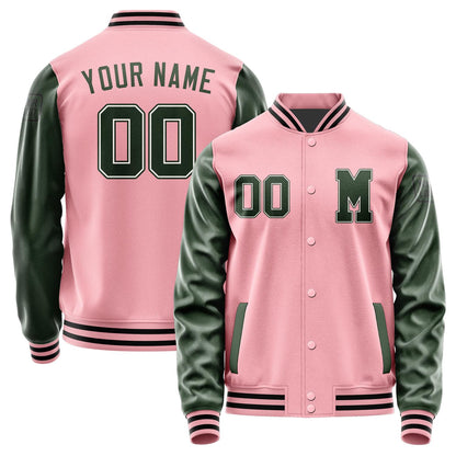 Custom Light Pink Dark Green Jacket Jb2121062117061817