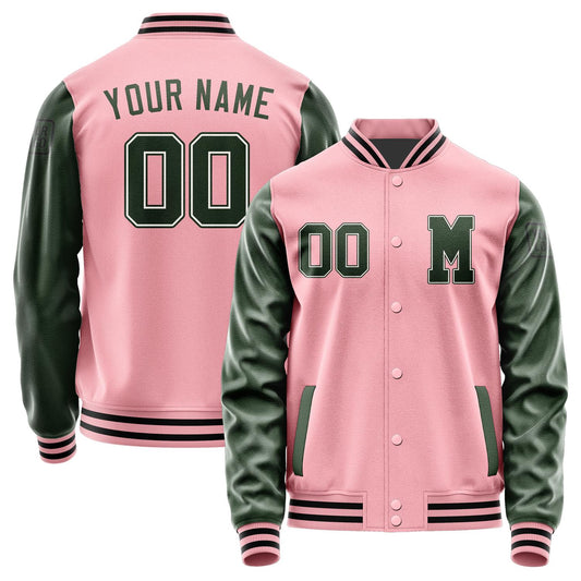 Custom Light Pink Dark Green Jacket Jb2121062117061817