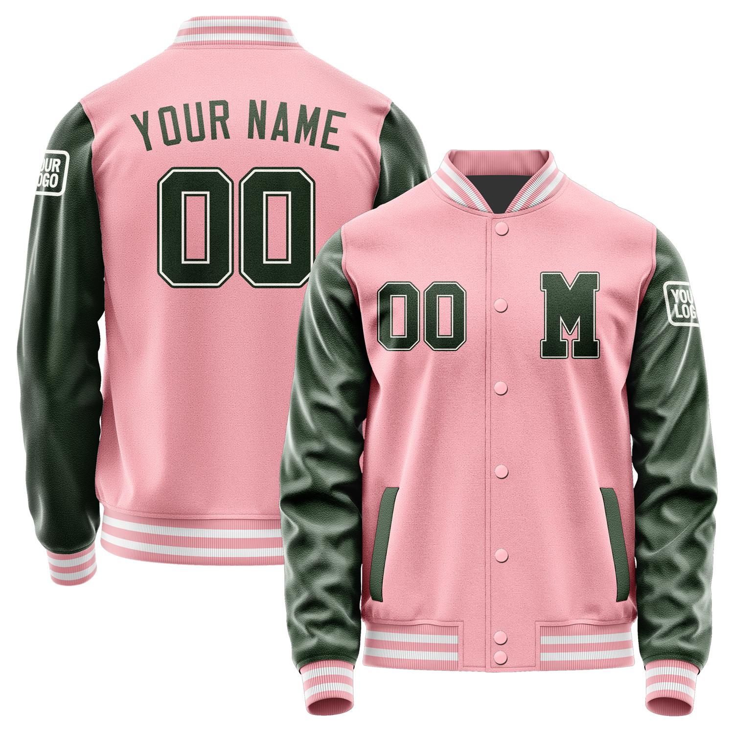 Custom Light Pink Dark Green Jacket Jb2121062118061818
