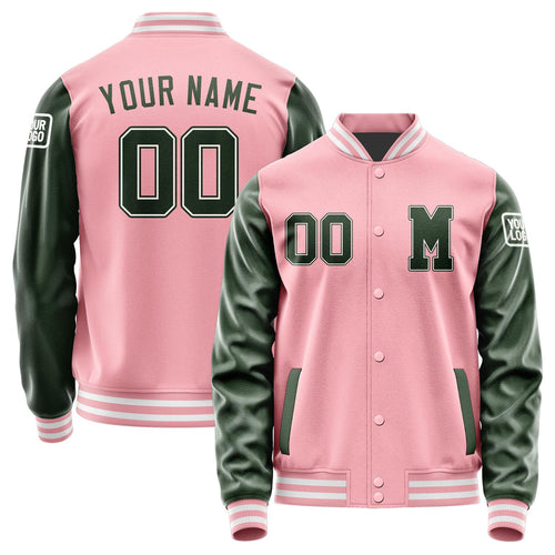 Custom Light Pink Dark Green Jacket Jb2121062118061818